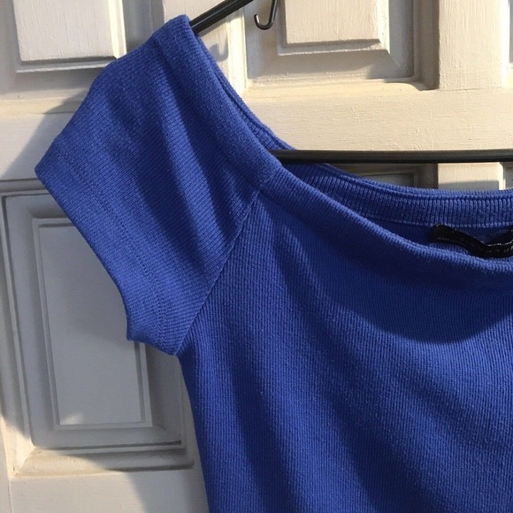 Signature 8 Knit Dress Fitted JuniorSzL Pretty Blue Cap Sleeves Pre-Owned - Picture 10 of 10